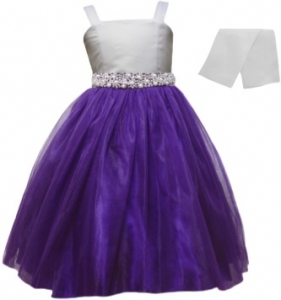 GIRLS CASUAL DRESSES  (0232325) WHT/PURPLE